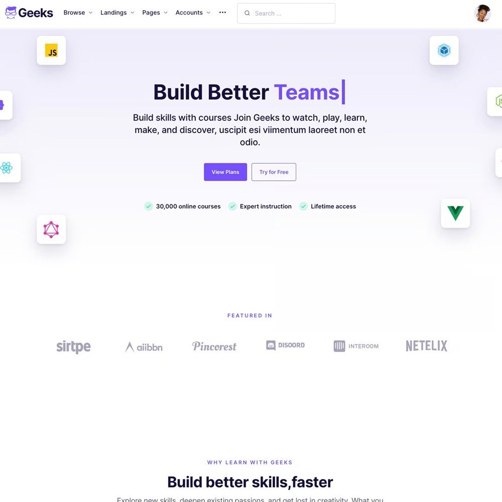 Geeks - Online Learning Marketplace WordPress Theme